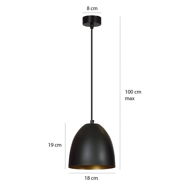 Lampa wisząca Emibig LENOX 1 Czarny / GOLD 410/1