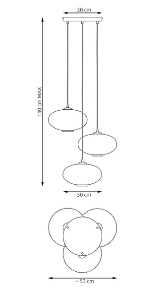 Lampa wisząca Emibig COCO 3 BL PREM MIX 1378/3PREM