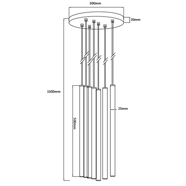 Lampa wisząca LUNGO, złota, 7x5W G9