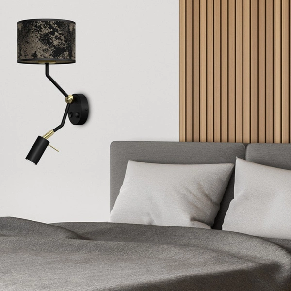 Kinkiet SATINO GOLD 1xE27 + 1x mini GU10 | czarny złoty