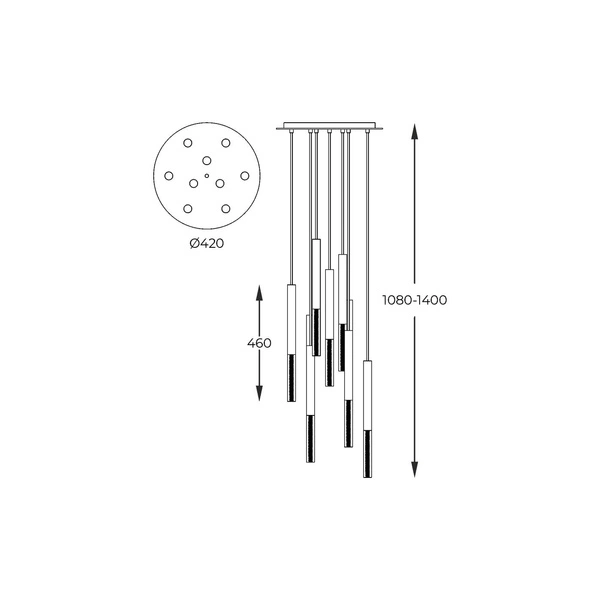 P0461-09L-P7SD ONE LAMPA WISZĄCA CZARNY MAT+ZŁOTA/MATT BLACK+FRENCH GOLD