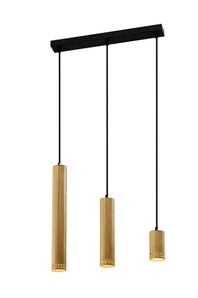 Lampa wisząca TUBO, 33-79114, czarny/drewno, 3x25W GU10