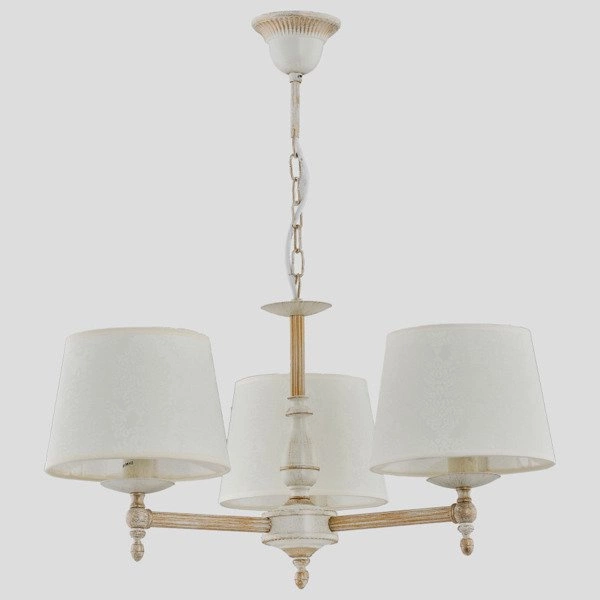 Żyrandol klasyczny z abażurami ROKSANA WHITE śr. 55cm biały antyczny/szary