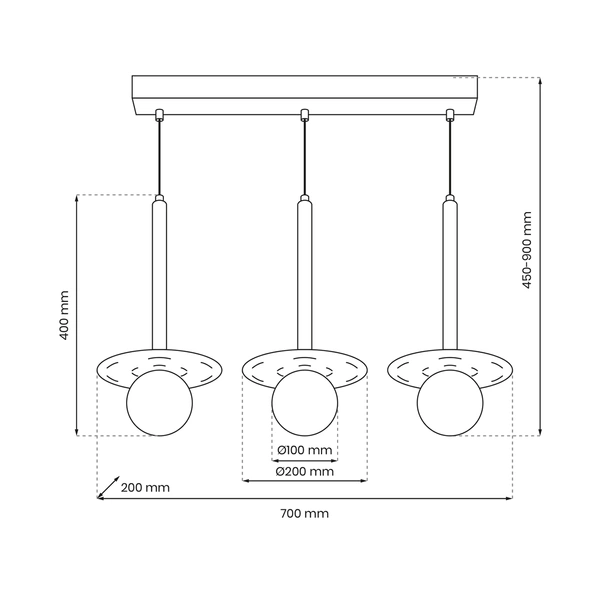 Lampa wisząca FUTURA, MLP8914, czarny/biały, 3x7W G9