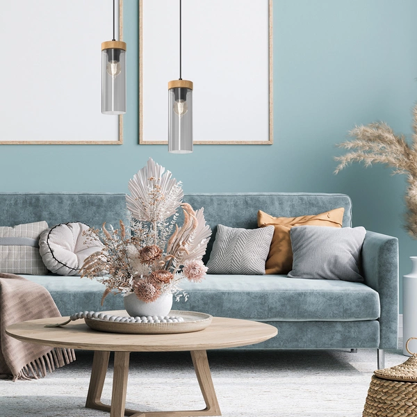 Lampa wisząca ELICA, MLP8664, czarny/drewno/transparentny, 1x60W E27