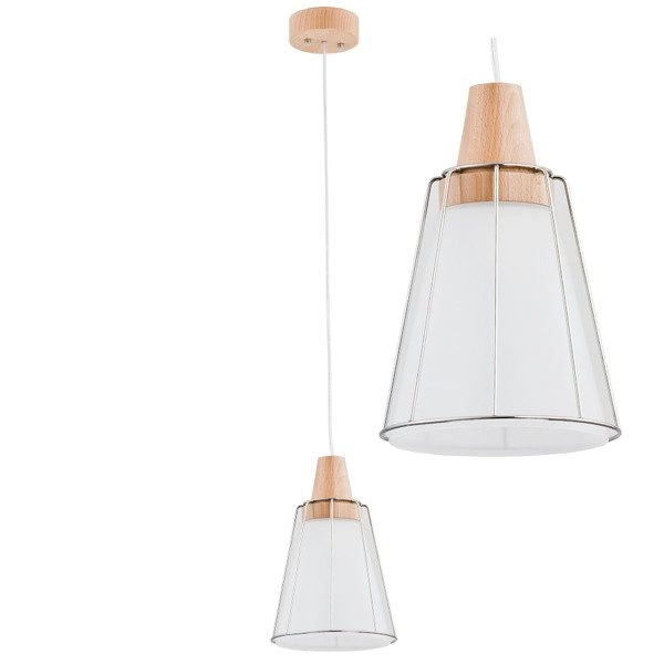 Nowoczesna lampa PARTY biała/drewno śr. 18,5cm