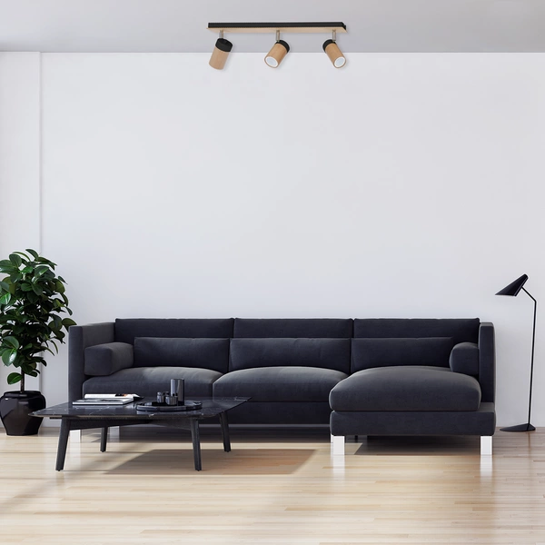 Lampa sufitowa nowoczesna reflektorek spot BARON III czarny szer. 70cm