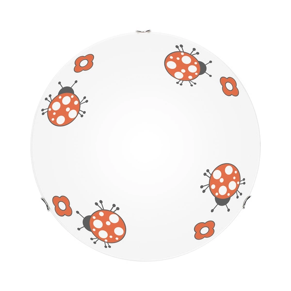 Lampa sufitowa Fly 2xE27 Max.60W Chromowany metal/Białe szkło ze wzorem Biedronki 4554002