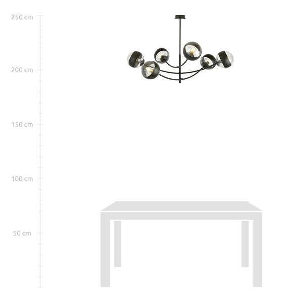 Lampa sufitowa Emibig HUNTER 6 Czarny/STRIPE 1101/6