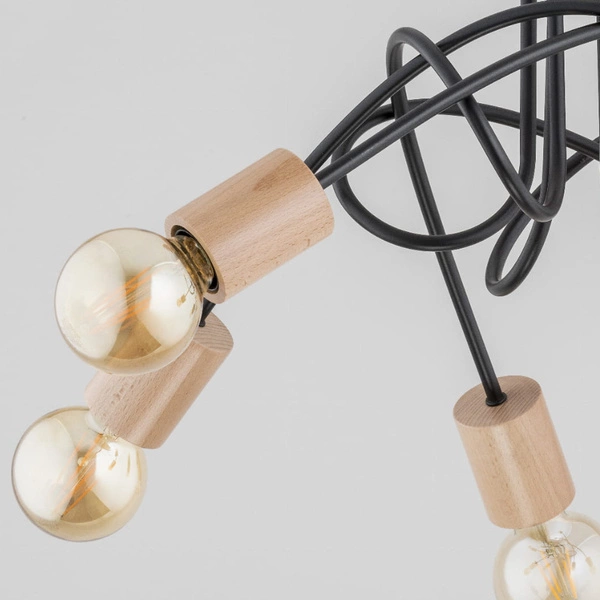 Lampa sufitowa ALFA TANGO WOOD drewniana 5x E27 56cm | 27435