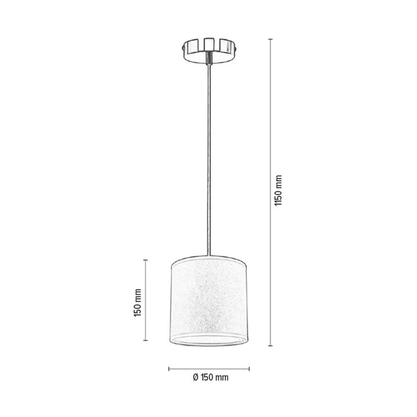 Lampa Wisząca Ora 1xE27 Maks. 25W Czarny Metal/Przezroczysty Kabel PCV/Klosz ze Złotej Tkaniny 962041121