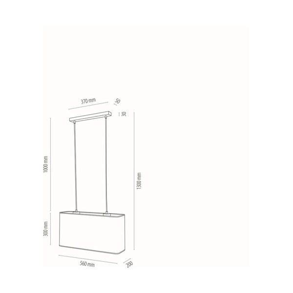 Lampa Wisząca Cadre 2xE27 Max.40W Dąb Olejowany/Przezroczysty Kabel PCV/Abażur z szarej tkaniny 872020274