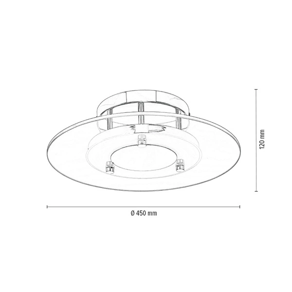 Lampa Sufitowa Minnesota 1xLED Zintegrowana 1600lm 3000K 22W Chrom Metal/Biało-Przezroczyste Szkło 9240128