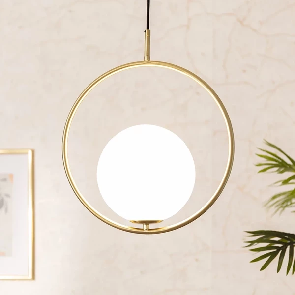 Lampa Wisząca Złota Kula Mleczna Abruzzo Rossi E27