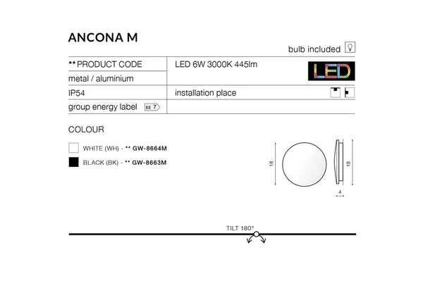 Azzardo ANCONA M WHITE 2193