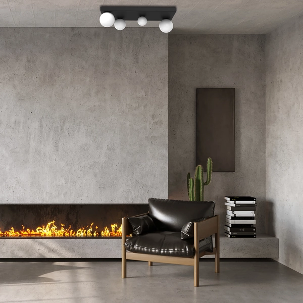 Nowoczesna lampa sufitowa BIBIONE, MLP8391, czarna z białymi kloszami, 4x25W G9