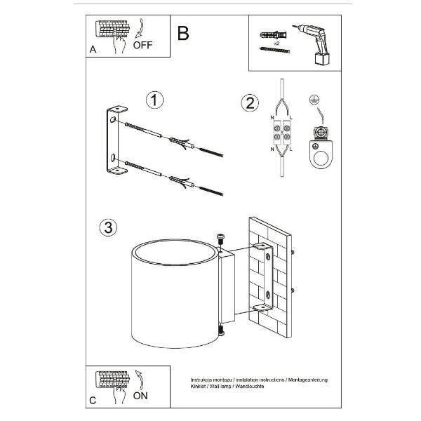Kinkiet Sollux ORBIS 1 Czarny 12W LED, SL.0048