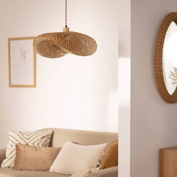 Lampa Wisząca Bambusa Kapelusz 60cm Boho Abruzzo Ponti E27