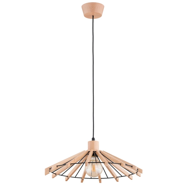 Lampa wisząca ALFA NATKA DREWNIANA 1xE27 44cm | 61443