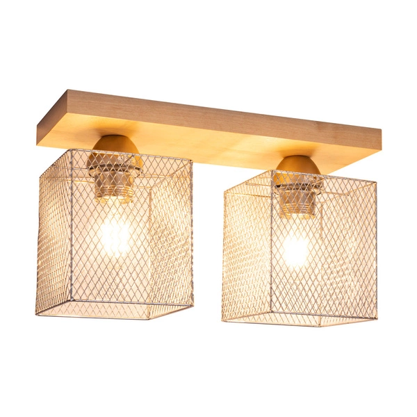 Lampa sufitowa Norman Wood 2xE27 Max.25W Drewno brzozowe/Chromowany metal 8175260