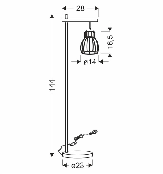 BERNITA LAMPA PODŁOGOWA 1X60W E27CZARNY