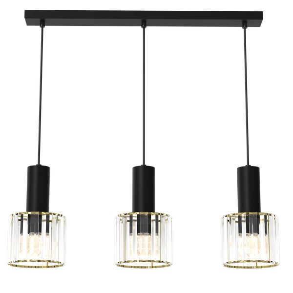 Lampa wisząca CRISTAL, MLP8361, czarny/transparentny/złoty, 3x60 E27