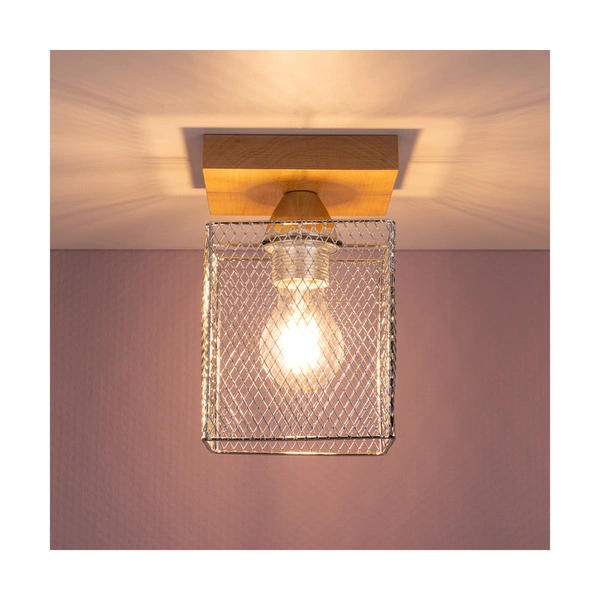 Lampa sufitowa Norman Wood 1xE27 Max.25W Drewno brzozowe/Chromowany metal 8175160