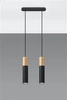 Lampa wisząca PABLO 2 czarna stal, naturalne drewno, SL.0633