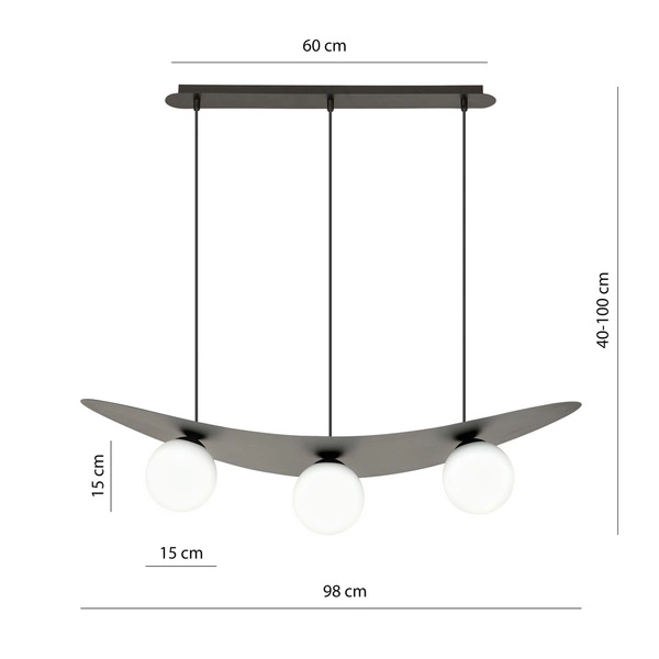 Lampa wisząca Emibig AURA 3 BL OPAL 1301/3