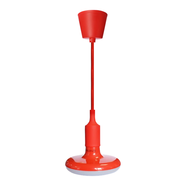 ŻARÓWKA UFO, E27, 15W LED, barwa zimna 6000K, czerwona + kabel w oplocie, EKZA1566