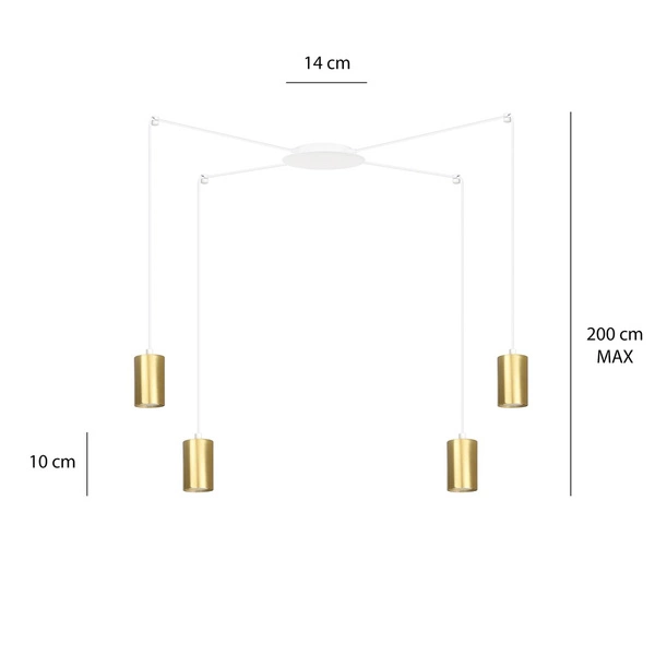 Lampa wisząca Emibig TRAKER 4 WH/GOLD 527/4
