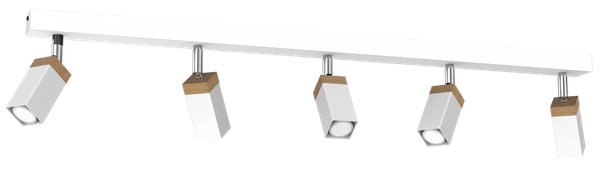 Lampa sufitowa SOLO, MLP7480, przecierany biały/drewno patynowane, 5x5W mini GU10