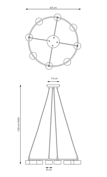 Lampa wisząca Emibig STARLIT 8 BL 1372/8