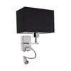 Lampa ścienna Relax 1xE27 maks. 25W zaw. 1xLED Zintegrowany 110lm 4000K 2,5W Chrom Metal/Czarny Klosz z tkaniny 5732128