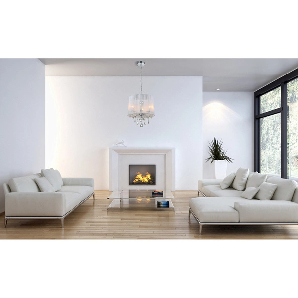 Lampa wisząca CORNELIA śr. 43cm 3xE14 | biały/chrom/transparentny