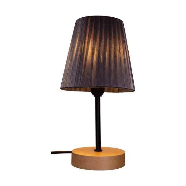 Lampa stołowa Mila Wood 1xE14 Max.25W Drewno brzozowe/Czarny metal/Czarny kabel PVC/Srebrny klosz 7771960