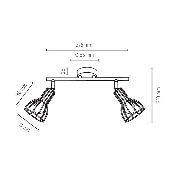 Megan Lampa Sufitowa 2xE14 Max.40W Czarny 2743204