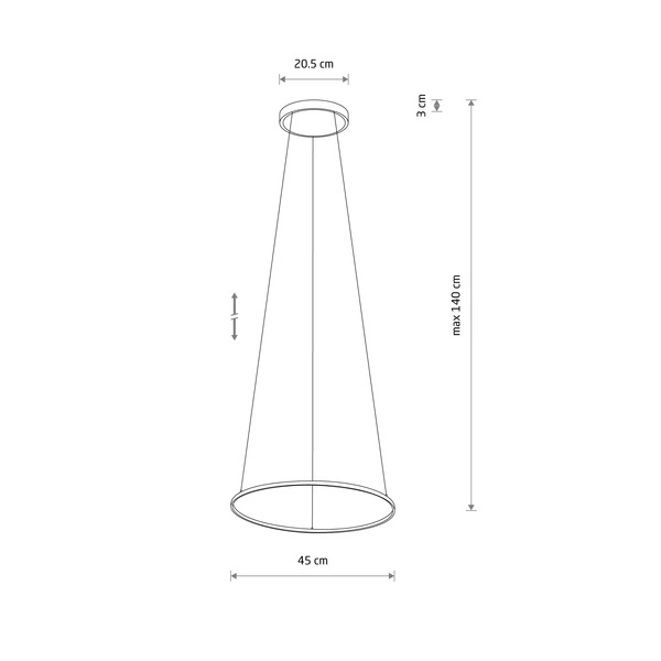 Lampa wisząca CIRCOLO LED szer. 45cm 18W barwa ciepła 3000K | czarny 10813
