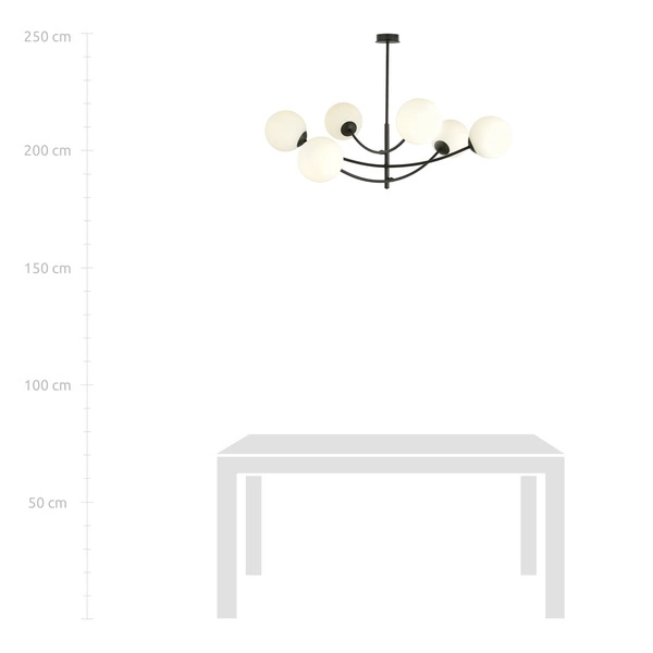 Lampa sufitowa Emibig HUNTER 6 Czarny/OPAL 1102/6
