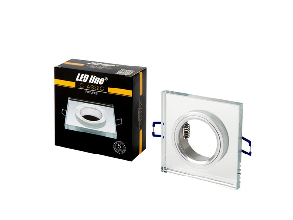 Oprawa szklana wpuszczana oczko kwadrat GU10 / MR16 | srebrny