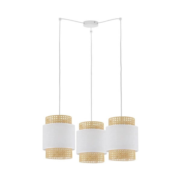 Lampa wisząca rattanowa abażur pająk BOHO WHITE szer. 70cm | biały 6537