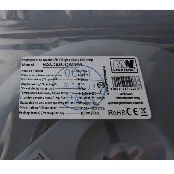 Taśma LED 2835 12W biała ciepła 12V 3000K | rolka 5m