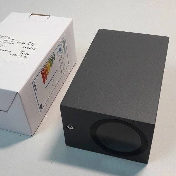 Kinkiet elewacyjny MINI II 15cm kostka 2xGU10 antracyt