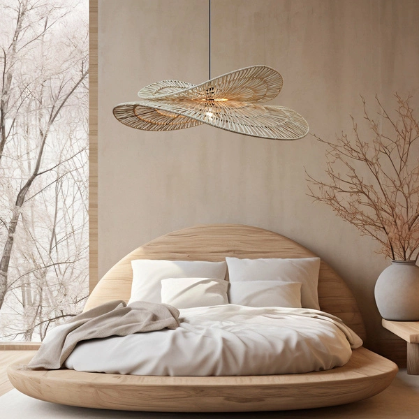 Rattanowa lampa wisząca Raya naturalna 1xE27