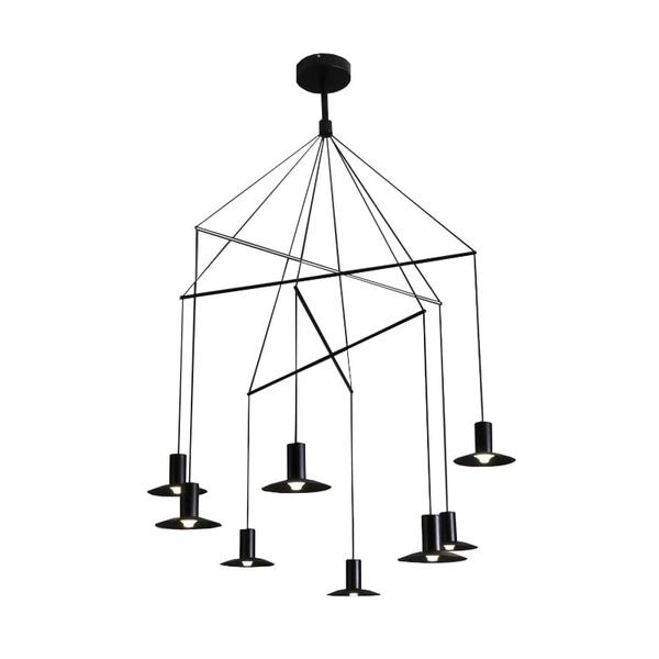 Lampa wisząca HAT, czarna, 8x3W LED, barwa ciepła 3000K