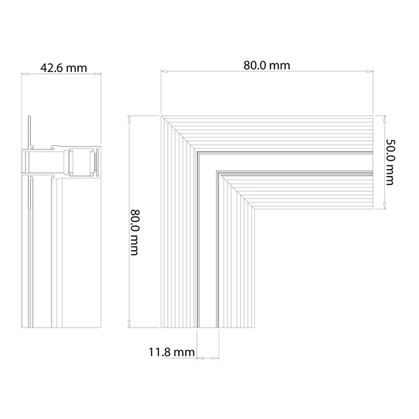 Narożnik podtynk L bok magnetic track 10mm