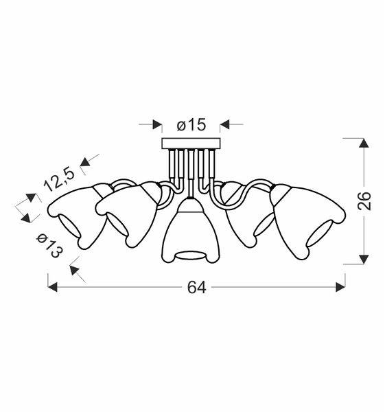 Lampa sufitowa UNICA, 35-00897, czarno-złota z dymionymi kloszami, 5x40W E27
