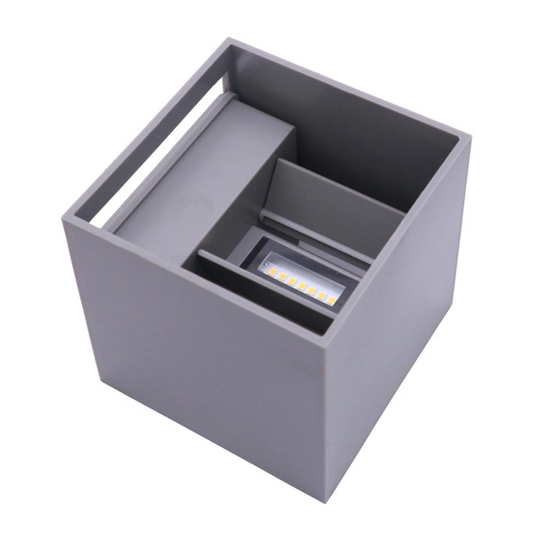 Kinkiet zewnętrzny natynkowy CUBE LED 2x3W 4000K IP54 | szary