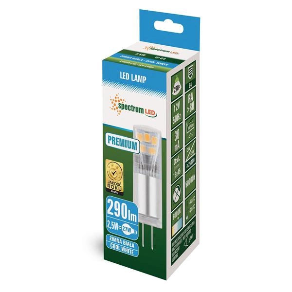 LED G4 12V 2,5W CW 5 LAT PREMIUM SPECTRUM