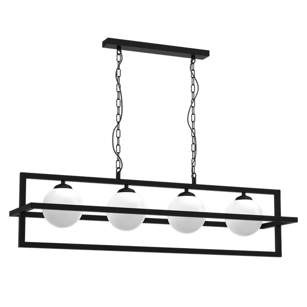 Lampa wisząca DIEGO, MLP8570, czarna z białymi kloszami, 4x40W E14